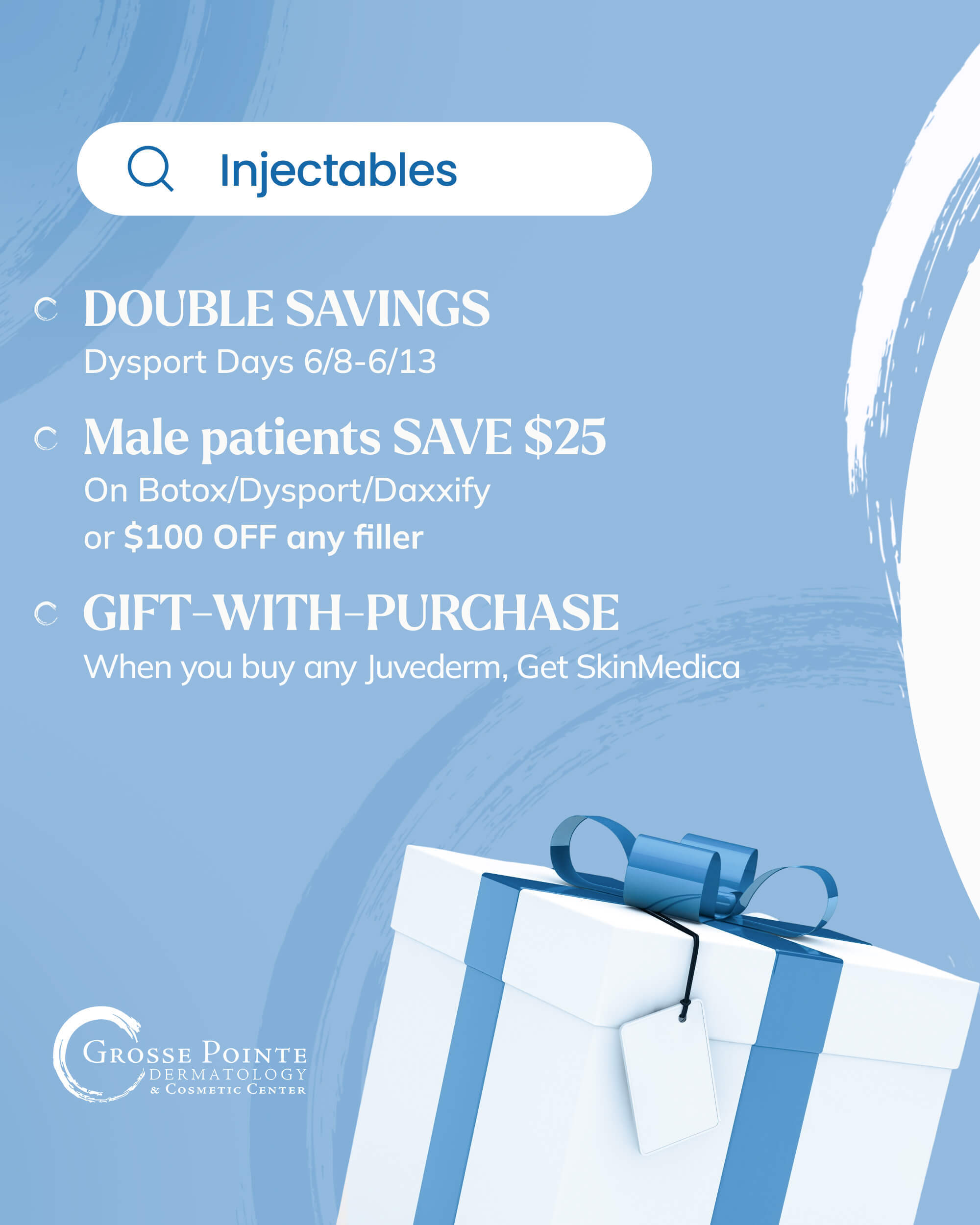 June product specials: 15% off sunscreens, acne and body firming products, Omnilux for Men, and Nutrafol gift-with-purchase.